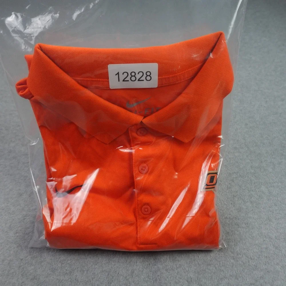 Oklahoma OSU Cowboys Polo Shirt Mens Large Orange Nike Dri-FIT Athletic NCAA